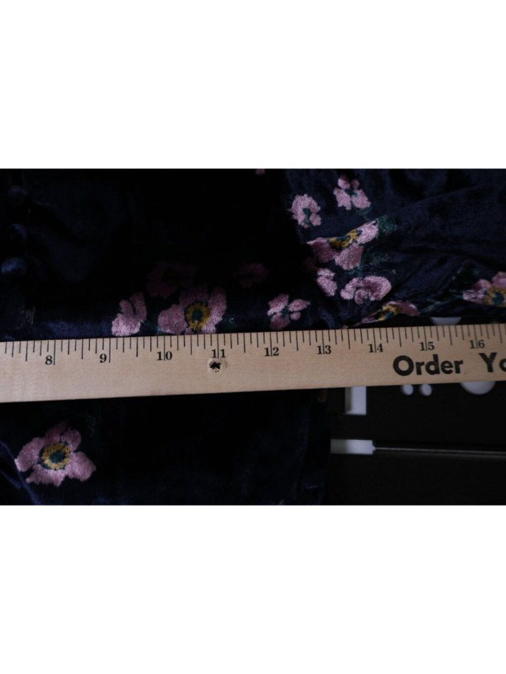 Free People Be My Baby Velvet Mini Dress Size 0 Navy Floral Print Flutter Sleeve - Picture 14 of 16